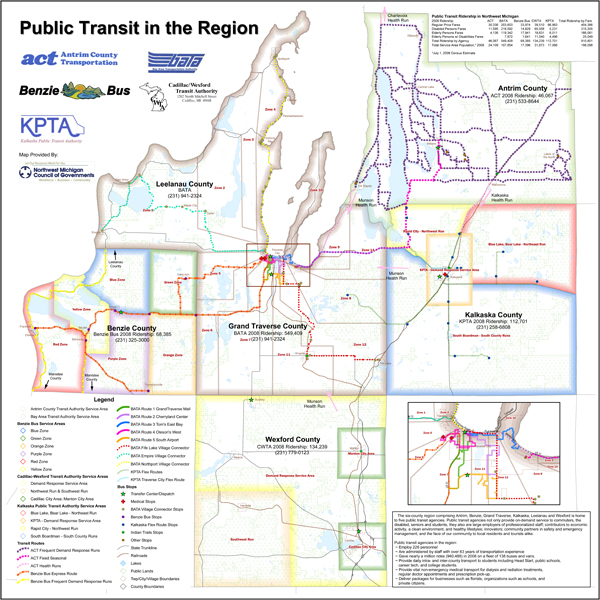 Public Transit in the region map